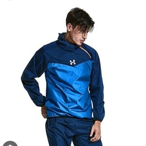 Hotsuit Collection Mens Sauna Pullover Jacket Blue Hooded Workout Size 3XL